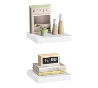 eSituro 2 Estanterías Flotantes Modernas de Pared, Estantería de Pared Blanca de Almacenamiento para Salón, Cocina y Dormitorio, MDF, 25x22,9x3,8 cm