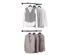 eSituro 2x Percheros de Pared para Colgar Ropa, Perchas de Hierro Retro, con Capacidad de Carga 50 kg, Rieles para Ropa de Tubo Industrial, Barras Colgante, Negra