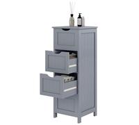 eSituro Armario Baño de Pie, Mueble Auxiliar Baño, Organizador con Cajones Laterales, con 4 Cestas, MDF, Gris