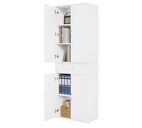 eSituro Armario de Oficina con Puertas, Armario de Almacenaje con 1 Cajón y 5 Estantes, Estantes Ajustables, 60x34x180 cm, Blanco