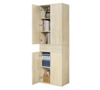 eSituro Armario de Oficina con Puertas, Armario de Almacenaje con 1 Cajón y 5 Estantes, Estantes Ajustables, 60x34x180 cm, Roble Claro