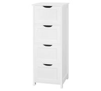 eSituro Armario de Suelo para Baño Auxiliar Pequeño Mueble Organizador de Cajones Laterales con 4 Cestas MDF Blanco 28 x 29 x 82cm