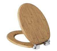 eSituro Asiento de Inodoro, Tapa de Inodoro de Cierre Suave, Bisagras Ajustables, Tapa WC de MDF con Chapa de Madera, con Almohadillas Antideslizantes