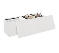 eSituro Banco Almacenaje Rectangular 135 L, Taburete de Almacenje Plegable, Baul Puff con Tapa Asiento Extraible, Banco Pie de Cama, Taburete Otomono para Salón y Dormitorio, Blanco, 110x38x38 cm
