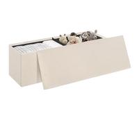 eSituro Banco Almacenaje Rectangular 135 L, Taburete de Almacenje Plegable, Baul Puff con Tapa Asiento Extraible, Banco Pie de Cama, Taburete Otomono Largo para Salón y Dormitorio, Beige, 110x38x38 cm