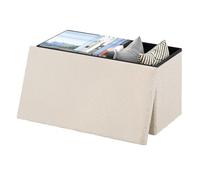 eSituro Banco Almacenaje Rectangular 80 L, Taburete de Almacenje Plegable, Baul Puff con Tapa Asiento Extraible, Banco Pie de Cama, Taburete Otomono Largo para Salón y Dormitorio, Beige, 76x38x37 cm