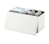 eSituro Banco Almacenaje Rectangular 80 L, Taburete de Almacenje Plegable, Baul Puff con Tapa Asiento Extraible, Banco Pie de Cama, Taburete Otomono Largo para Salón y Dormitorio, Blanco, 76x38x37 cm