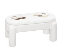 eSituro Banco Almacenamiento de 114 cm, Banquetas Dormitorio de Tela Polar Teddy, Baul Almacenaje, Banco para Cama Salón Entrada Recibidor, Moderno, Blanco