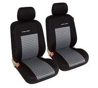 eSituro Clásicas Juego de 2 Fundas para Asientos de Coche Universal Cubreasiento Indivudual para Furgonetas Delanteros con Reposacabezas Tela Gris/Negro SCSC017235F