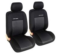 eSituro Clásicas Juego de 2 Fundas para Asientos de Coche Universal Cubreasiento Indivudual para Furgonetas Delanteros con Reposacabezas Tela Gris SCSC017236F