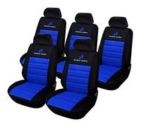 eSituro Clásicas Juego de Fundas para Asientos de Coche Universal Delanteros y Traseros con Reposacabezas, 5 Pieza Azul Acolchado