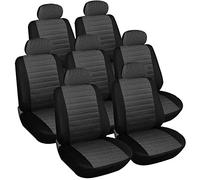 eSituro Clásicas Juego de Fundas para Asientos de Coche Universal Delanteros y Traseros con Reposacabezas poliéster 7 Pieza Gris SCSC0037