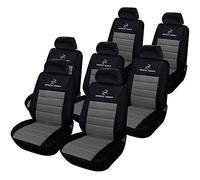 eSituro Clásicas Juego de Fundas para Asientos de Coche Universal Delanteros y Traseros con Reposacabezas, 7 Pieza Gris Acolchado