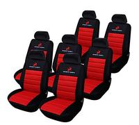 eSituro Clásicas Juego de Fundas para Asientos de Coche Universal Delanteros y Traseros con Reposacabezas,7 Pieza Rojo Acolchado