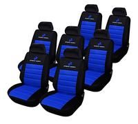 eSituro Clásicas Juego de Fundas para Asientos de Coche Universal Delanteros y Traseros con Reposacabezas,7 Pieza Azul Acolchado