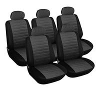 eSituro Clásicas Juego de Fundas para Asientos de Coche Universal Delanteros y Traseros con Reposacabezas 5 Pieza Gris SCSC0036