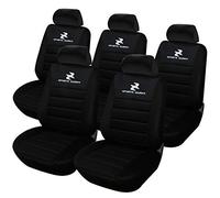 eSituro Clásicas Juego de Fundas para Asientos de Coche Universal Delanteros y Traseros con Reposacabezas, 5 Pieza Negro Acolchado