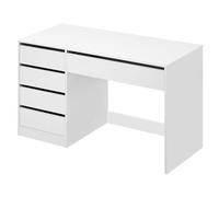 eSituro Escritoio con 5 Cajones, Mesa de Ordenador, Gran Espacio de Almacenaje, Escritorio para Oficina Estudio y Dormitorio, Mesa Tocador de Maquillaje, Blanco