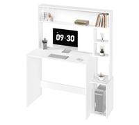 eSituro Escritorio con Estanteria, 115x45x139 cm, Mesa para Ordenador con 5 Estantes, Mesa de PC para Estudio y Oficina, Escritorio Infantil, Blanco