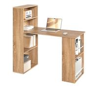 eSituro Escritorio de Oficina con Estantería y Almacenamiento - Mesa Estudio Multifuncional para Ordenador, Dormitorio, Estudio, 120x55x122 cm, Marrón