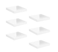 eSituro Estante de Pared, Juego de 6, Estanteria Pared con Soporte Metalico, Estanterías Flotantes Alto Brillo, Balda de Madera, Estante Colgante para Salon, Cocina y Estudio, Blanco, 30x22.9x3.8 CM