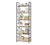 eSituro Estantería Librería Cocina de Organizador Multifuncional para Libros Plantas con 6 Estantes Metal + MDF Negro+Marrón Oscuro SSTR0057