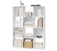 eSituro Estantería para Libros, Librería con 12 Cubos, Estantería Separador de Ambientes, para Salón, Estudio, Habitación y Biblioteca, Blanco, 91x29x120 cm