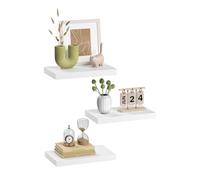 eSituro Juego de 3X Balda Flotante de Pared, Estanteria Blanca de Almacenamiento para Salón, Cocina y Dormitorio, MDF, 40x22,9x3,8 cm