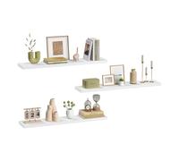 eSituro Juego de 3X Balda Flotante de Pared, Estanteria de Pared Blanca, Estanteria Flotante de Pared, Estante de Almacenamiento para Salón, Cocina y Dormitorio, MDF, 110x22,9x3,8 cm