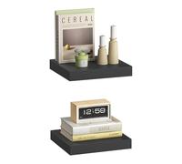 eSituro Estanteria Pared Negro, Juego de 2, Estantes Flotantes para Decoración de Sala de Estar, Baldas de Pared de Cocina con Almacenamiento, Fácil de Instalar, 25cm