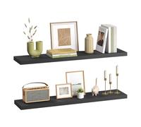 eSituro Juego de 2X Balda Flotante de Pared, Estanteria de Pared de Almacenamiento para Salón, Cocina y Dormitorio, MDF, Negro, 120x22,9x3,8 cm