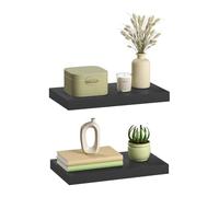 eSituro Juego de 2X Balda Flotante de Pared, Estanteria de Pared de Almacenamiento para Salón, Cocina y Dormitorio, MDF, Negro, 40x22,9x3,8 cm