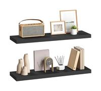 eSituro Estanteria Pared Negro, Juego de 2, Estantes Flotantes para Decoración de Sala de Estar, Baldas de Pared de Cocina con Almacenamiento, Fácil de Instalar, 70cm