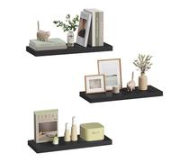 eSituro Juego de 3X Balda Flotante de Pared, Estante de Almacenamiento para Salón, Cocina y Dormitorio, MDF, Negro, 50x22,9x3,8 cm