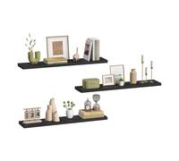 eSituro Juego de 3X Balda Flotante de Pared, Estante de Almacenamiento para Salón, Cocina y Dormitorio, MDF, Negro, 100x22,9x3,8 cm