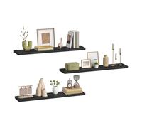 eSituro Estanteria Pared Negro, Juego de 3, Estantes Flotantes para Decorar la Sala de Estar, Baldas de Pared de Cocina con Almacenamiento, Fácil de Instalar, 90cm