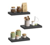 eSituro Juego de 3X Balda Flotante de Pared, Estante de Almacenamiento para Salón, Cocina y Dormitorio, MDF, Negro, 40x22,9x3,8 cm