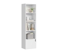 eSituro Estanterias para Libros 5 Cubos, Libreria Estanteria Blanca, Estanteria Madera con Puerta para Salón Dormitorio Cocina Oficina, MDF, 34x24x132cm, SBKC0041