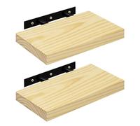 eSituro Estantes de Pared, Juego de 2 Baldas Pared de Madera Maciza, Estanterias Flotantespara Marcos de Fotos y Adornos, Estante Colgante de Almacenaje para Salón, Pasillo,30x19x3,5cm