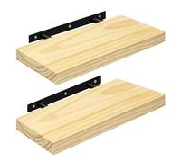 eSituro Estantes de Pared, Juego de 2 Baldas Pared de Madera Maciza, Estanterias Flotantespara Marcos de Fotos y Adornos, Estante Colgante de Almacenaje para Salón, Pasillo,40x19x3,5cm