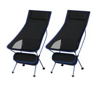 eSituro Juego de 2 Sillas Camping Plegable, Sillas Exterior Portatil Ultra Ligera, con Reposacabezas, para Pesca, Picnic y Senderismo, Tubos Resistentes de Aluminio, Carga 110 kg, Negro+Azul
