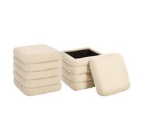 eSituro Juego de 2 Taburete Almacenaje Plegable, Baúl Puff Almacenamiento, Taburete Reposapiés para Sofá y Cama, Otomano Almacenaje con Tapa Extraible, Asiento Bien Tapizadod, Beige