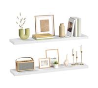 eSituro Juego de 2X Balda Flotante de Pared, Estanteria de Pared Blanca, Almacenamiento para Salón, Cocina y Dormitorio, MDF, 90x22,9x3,8 cm