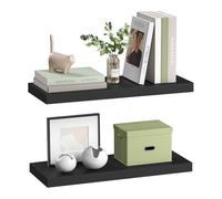 eSituro Juego de 2X Balda Flotante de Pared, Estanteria de Pared de Almacenamiento para Salón, Cocina y Dormitorio, MDF, Negro, 50x22,9x3,8 cm