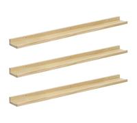 eSituro Juego de 3 Estante Pared Flotante, Estanteria Pared Madera, Balda Flotante Pared, Estantería Montada a Pared, para Cocina, Salón, Dormitorio, Capacidad 10 kg, Color Madera Natural, 100x10x4cm