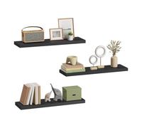 eSituro Juego de 3X Balda Flotante de Pared, Estante de Almacenamiento para Salón, Cocina y Dormitorio, MDF, Negro, 70x22,9x3,8 cm