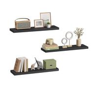 eSituro Juego de 3X Balda Flotante de Pared, Estante de Almacenamiento para Salón, Cocina y Dormitorio, MDF, Negro, 80x22,9x3,8 cm