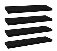 eSituro Juego de 4 Estanterías Flotantes de Pared, Estilo Minimalista, Estantería de Pared, Estante de Almacenamiento para Salón, Cocina y Dormitorio, MDF, Negro, 50x22,9x3,8 cm