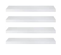 eSituro Juego de 4X Balda Flotante de Pared, Estanteria de Pared Blanca, Estanteria Flotante de Pared, Estante de Almacenamiento para Salón, Cocina y Dormitorio, MDF, 70x22,9x3,8 cm