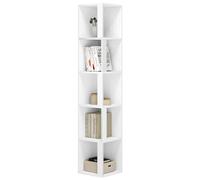 eSituro Libreria de 5 Niveles, Estanteria Vertical para Libros, Libreria Alta y Estrecha, Estanteria de Almacenamiento para Estudio, Oficina y Salón, Blanca, 30x159x30 cm